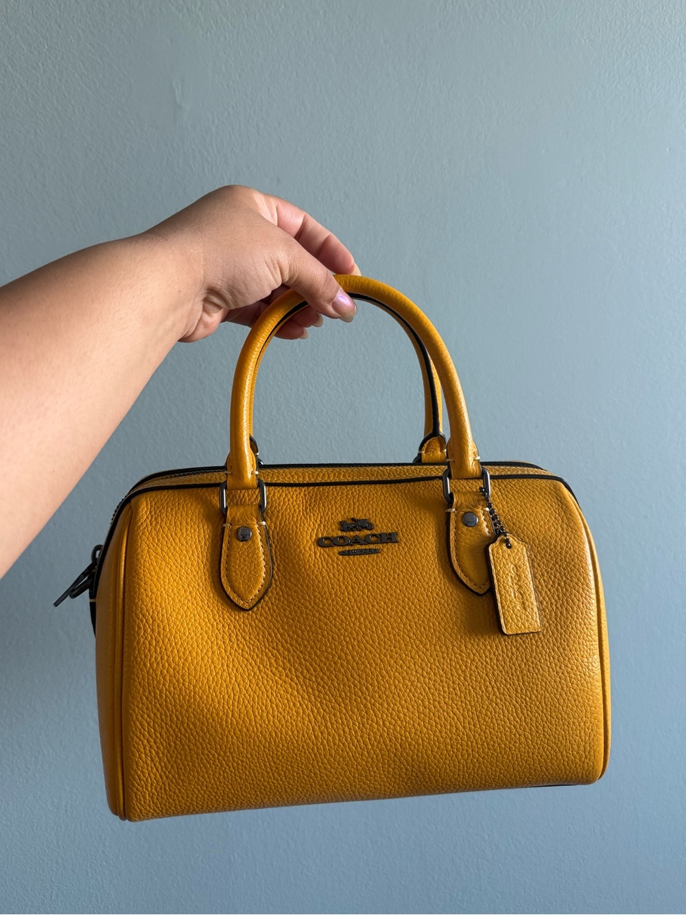 Coach Pebbled Leather Rowan in Turmeric Yellow